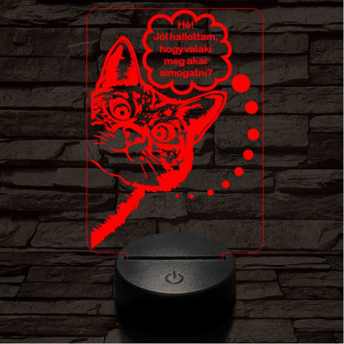 Simogatós cica 3D led lámpa