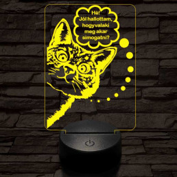 Simogatós cica 3D led lámpa