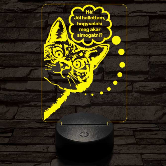Simogatós cica 3D led lámpa