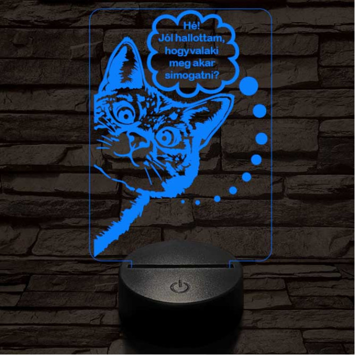 Simogatós cica 3D led lámpa