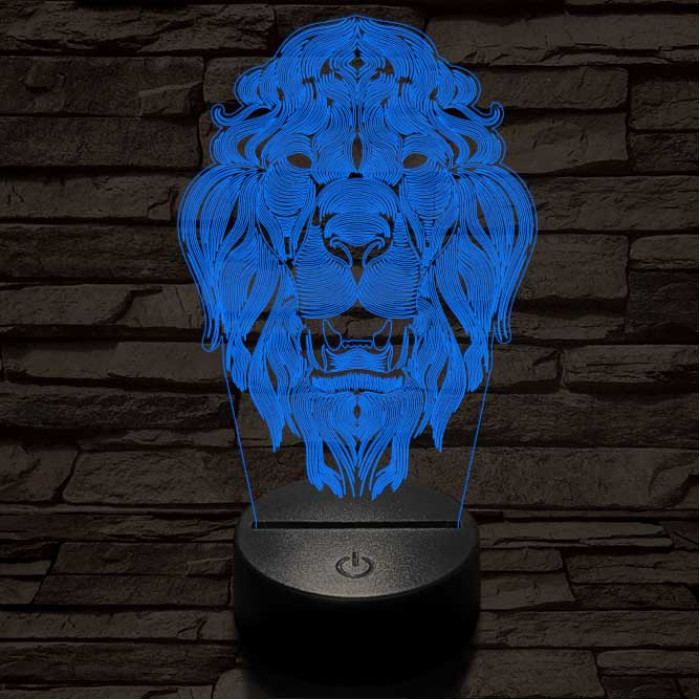 Üvöltő-oroszlánfej 3D led lámpa