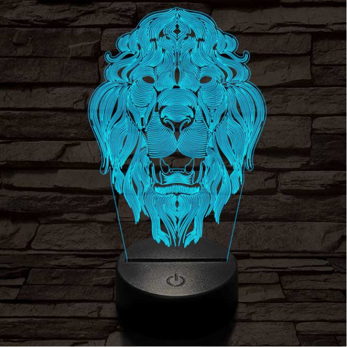 Üvöltő-oroszlánfej 3D led lámpa