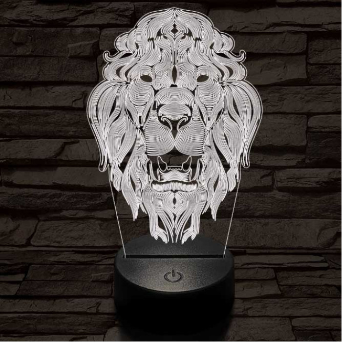 Üvöltő-oroszlánfej 3D led lámpa