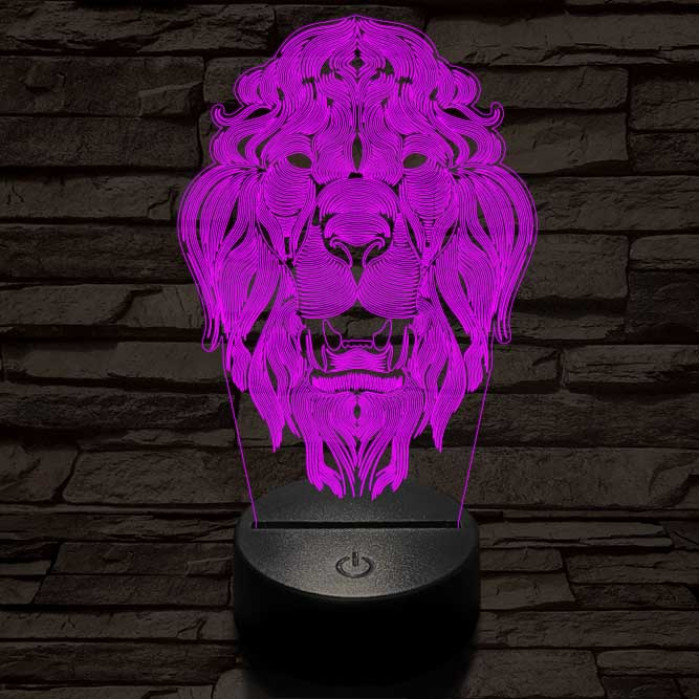 Üvöltő-oroszlánfej 3D led lámpa