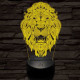 Üvöltő-oroszlánfej 3D led lámpa