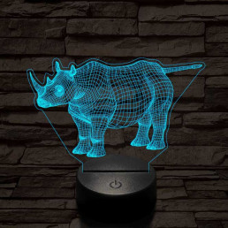Rinocérosz 7 színű 3D led lámpa