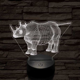 Rinocérosz 7 színű 3D led lámpa