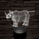 Rinocérosz 7 színű 3D led lámpa