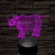 Rinocérosz 7 színű 3D led lámpa