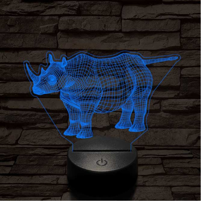 Rinocérosz 7 színű 3D led lámpa
