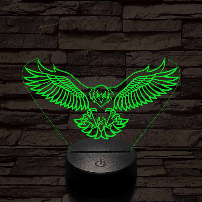 Leszálló sas szemből 7 színű 3D led lámpa