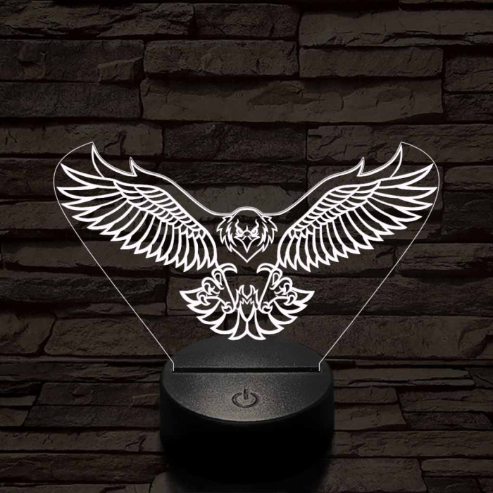 Leszálló sas szemből 7 színű 3D led lámpa