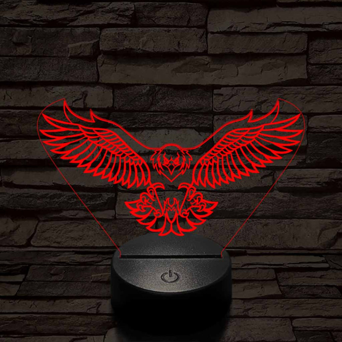 Leszálló sas szemből 7 színű 3D led lámpa