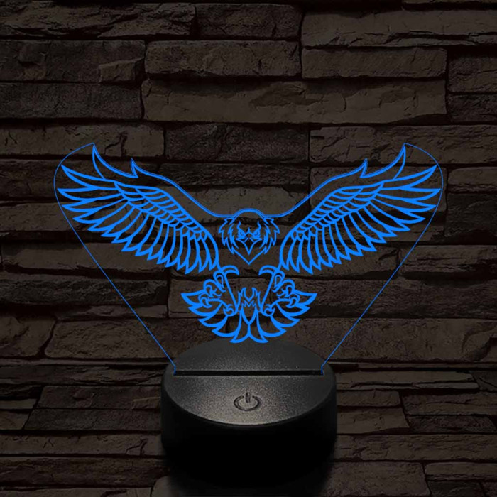 Leszálló sas szemből 7 színű 3D led lámpa