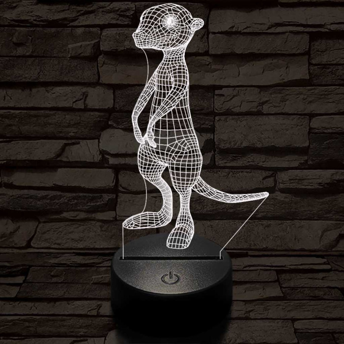 Szurikáta 7 színű 3D led lámpa
