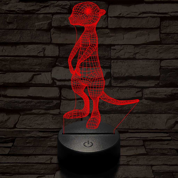 Szurikáta 7 színű 3D led lámpa