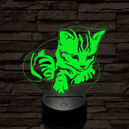 Aranyos cica 7 színű led lámpa