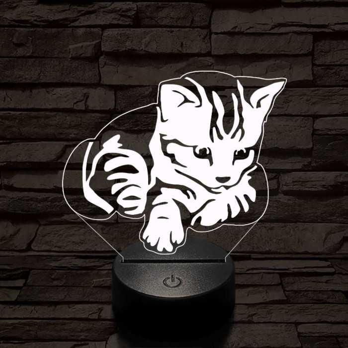 Aranyos cica 7 színű led lámpa