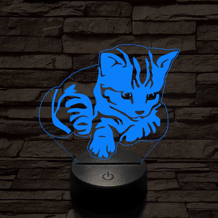 Aranyos cica 7 színű led lámpa