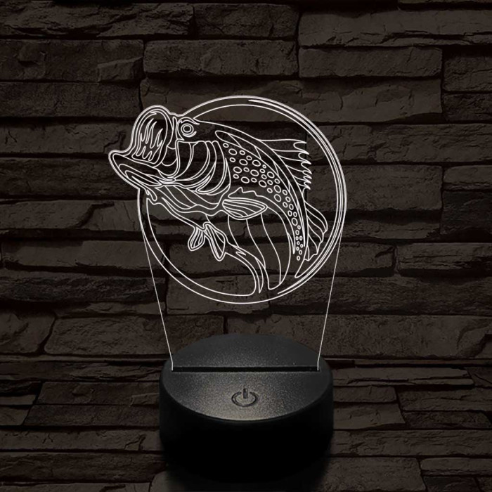 Sügér 7 színű 3D led lámpa