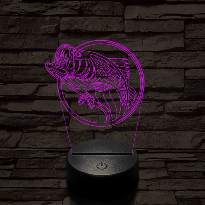 Sügér 7 színű 3D led lámpa