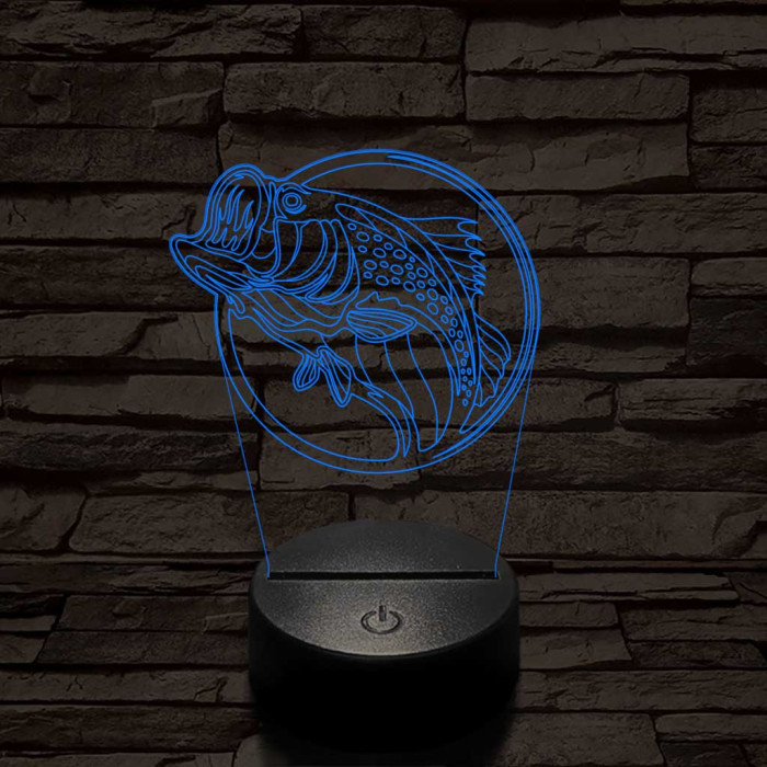 Sügér 7 színű 3D led lámpa