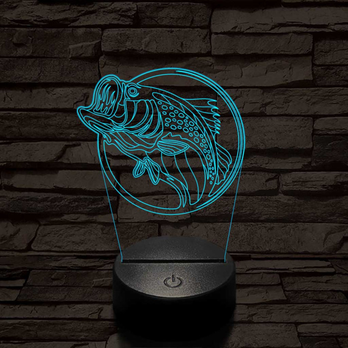 Sügér 7 színű 3D led lámpa