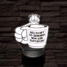 Garfield kávét követel 7 színű  3D led lámpa