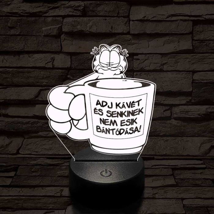 Garfield kávét követel 7 színű  3D led lámpa