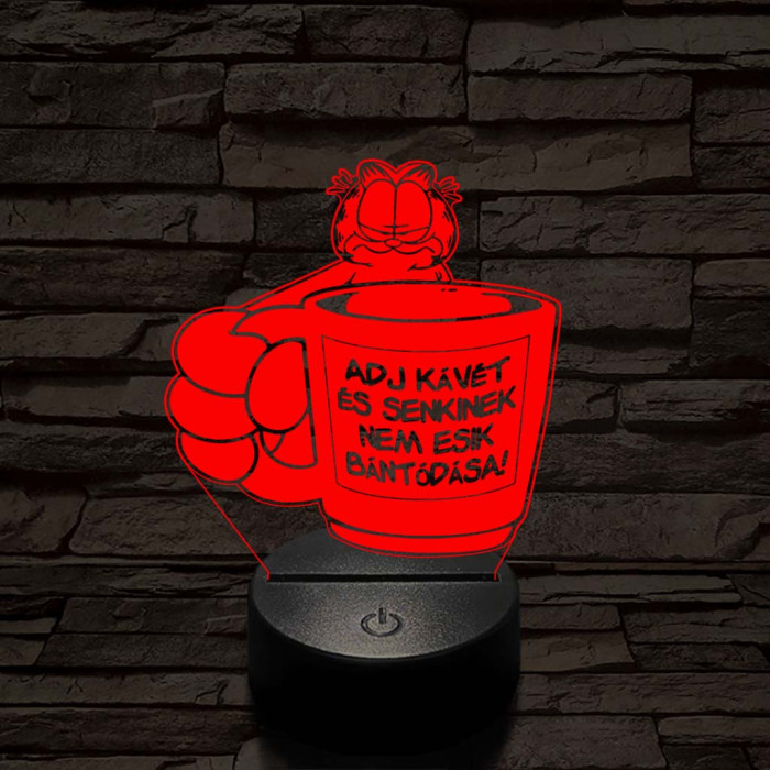 Garfield kávét követel 7 színű  3D led lámpa