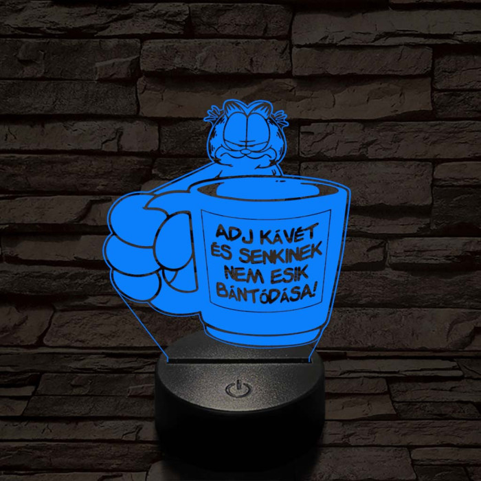 Garfield kávét követel 7 színű  3D led lámpa