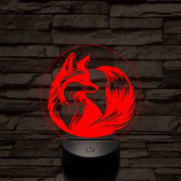 Róka a körben 7 színű  3D led lámpa