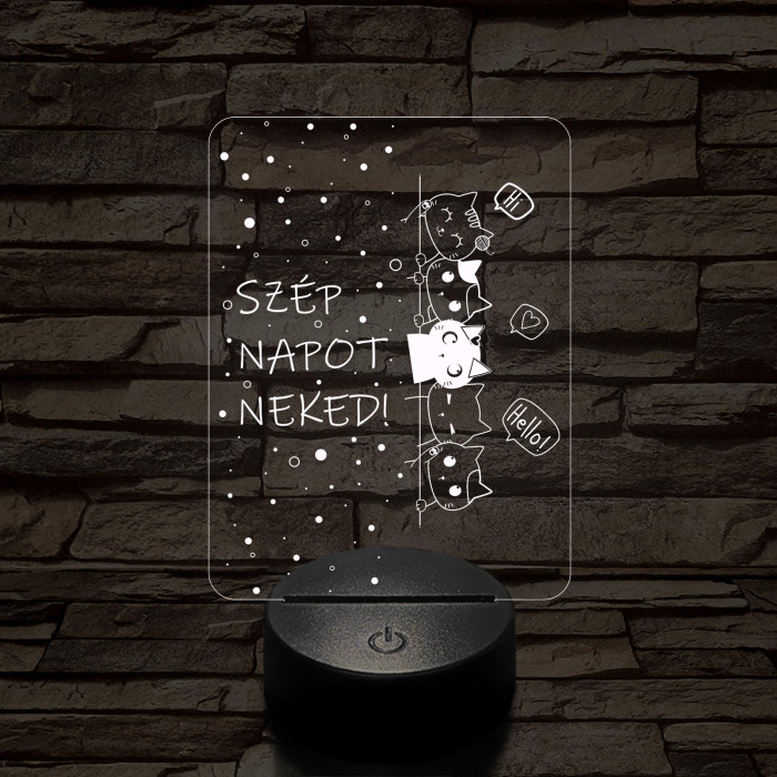 Cicák szép napot kívánnak 7 színű led lámpa