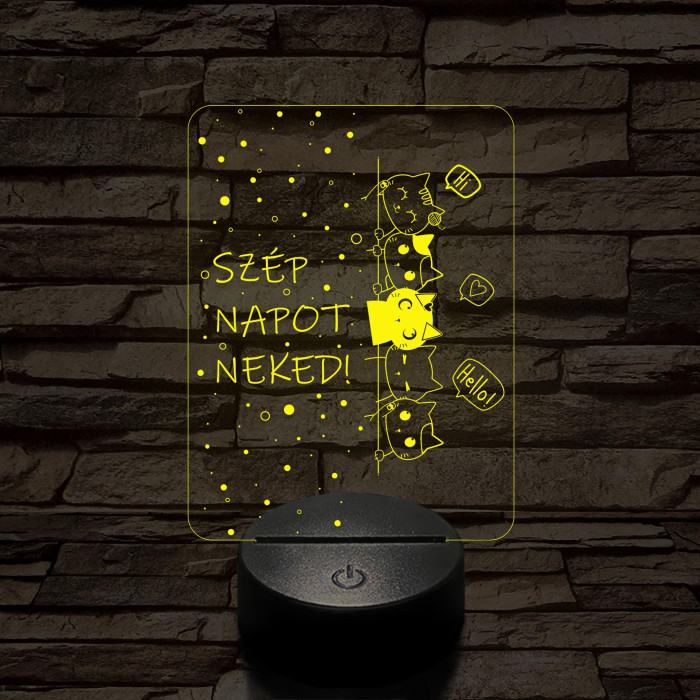 Cicák szép napot kívánnak 7 színű led lámpa