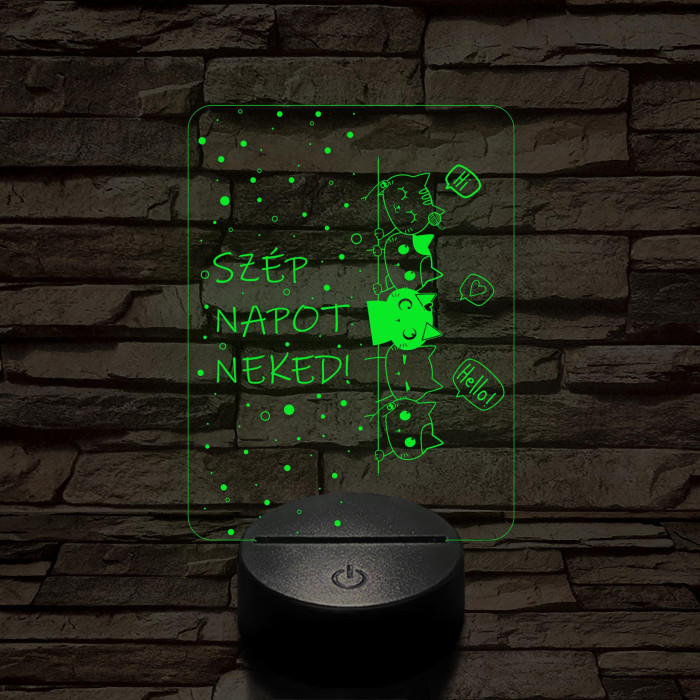 Cicák szép napot kívánnak 7 színű led lámpa