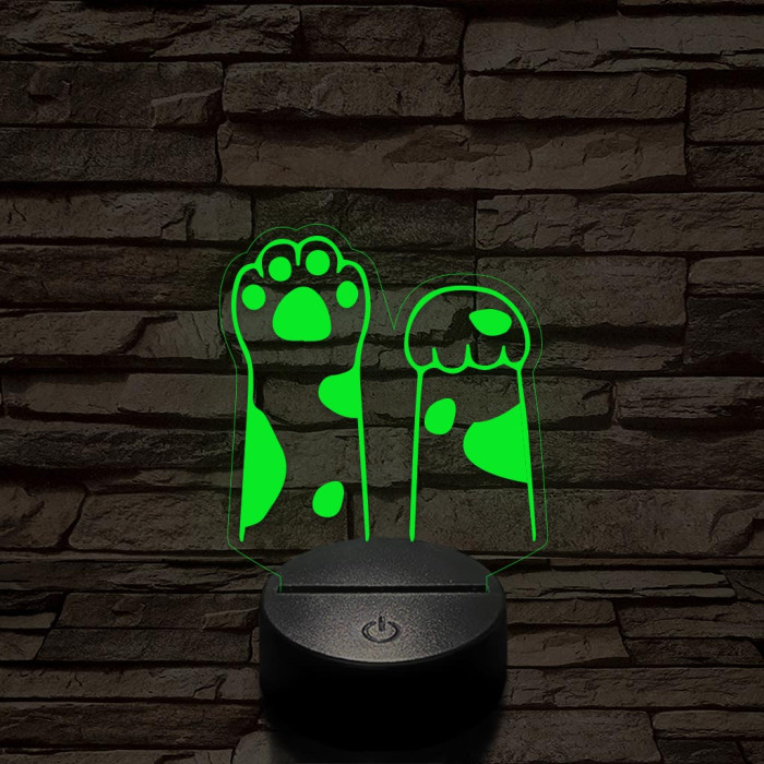 Nyújtózó mancsok  7 színű 3D led lámpa