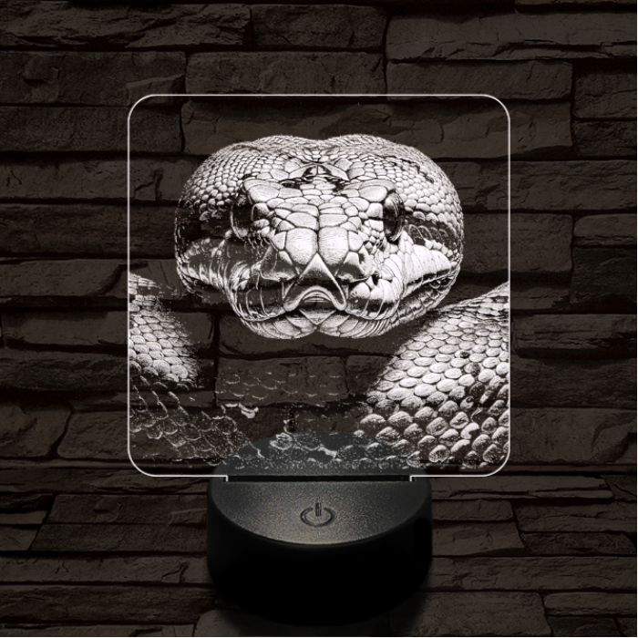 Kobra szemből első 7 színű valósághű 3D led lámpa