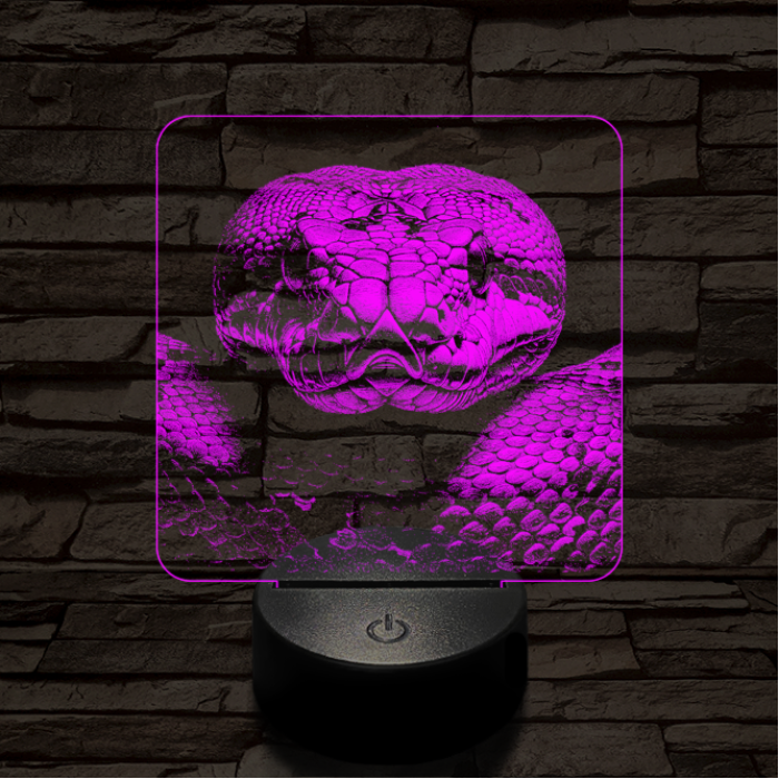 Kobra szemből első 7 színű valósághű 3D led lámpa