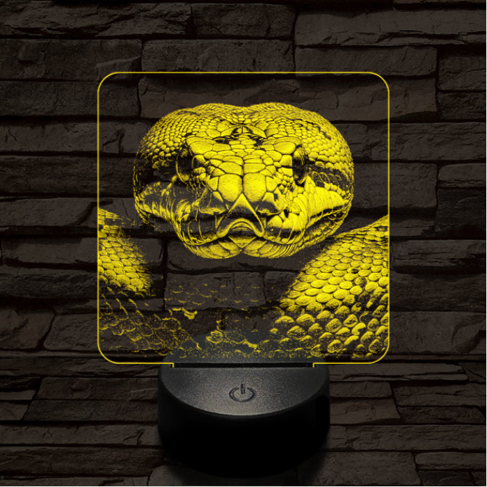 Kobra szemből első 7 színű valósághű 3D led lámpa