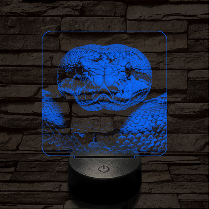 Kobra szemből első 7 színű valósághű 3D led lámpa