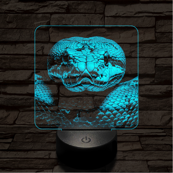 Kobra szemből első 7 színű valósághű 3D led lámpa