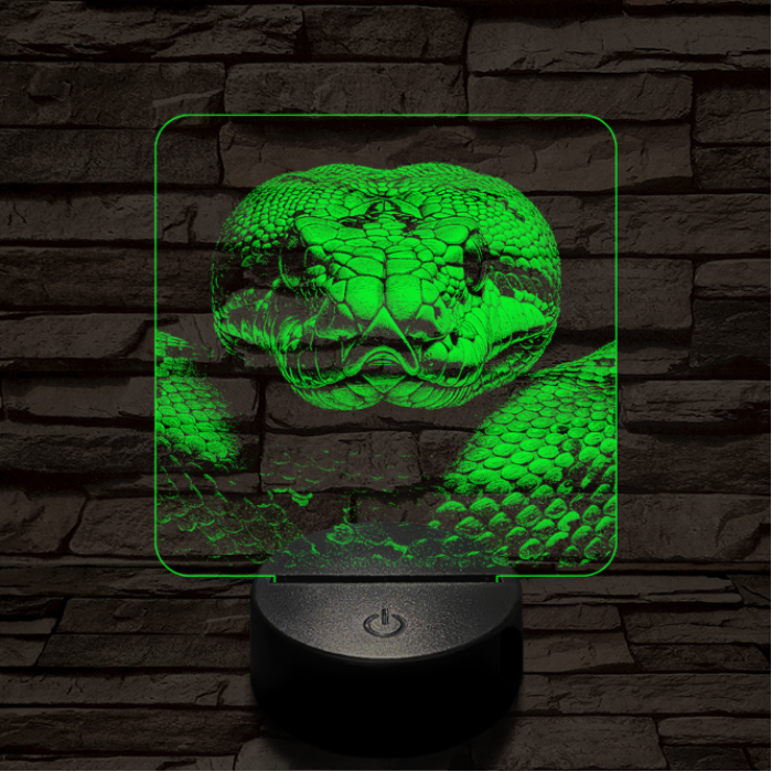 Kobra szemből első 7 színű valósághű 3D led lámpa