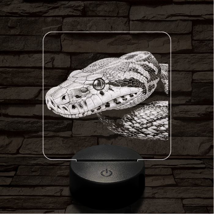 Kobra oldalról első 7 színű valósághű 3D led lámpa