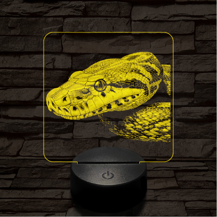 Kobra oldalról első 7 színű valósághű 3D led lámpa