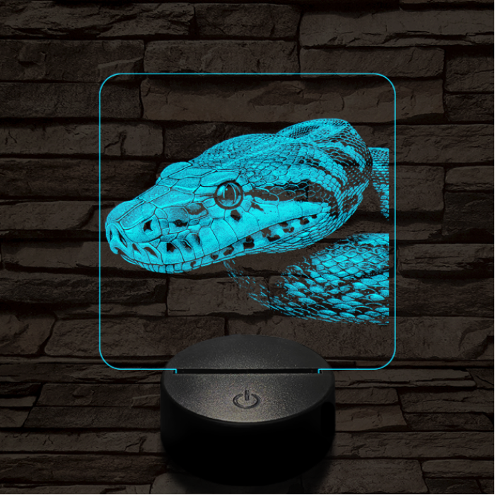 Kobra oldalról első 7 színű valósághű 3D led lámpa