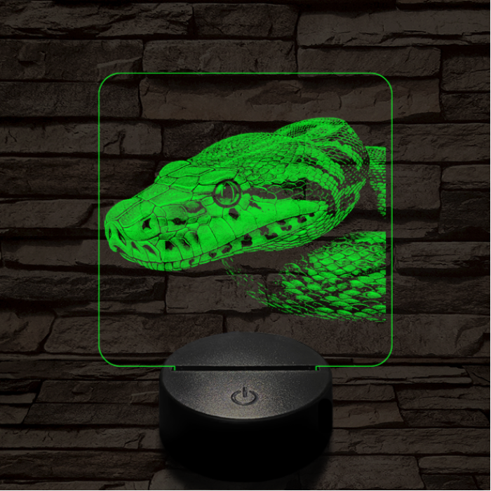 Kobra oldalról első 7 színű valósághű 3D led lámpa