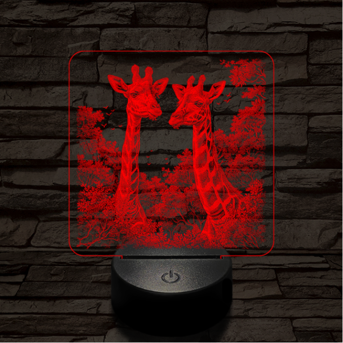 Zsiráf páros 7 színű valósághű 3D led lámpa