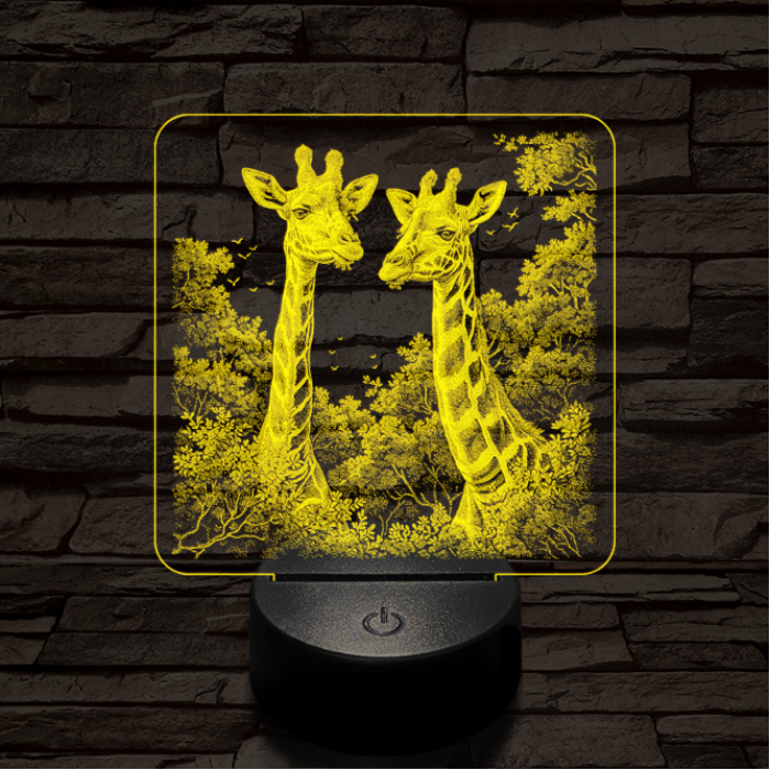 Zsiráf páros 7 színű valósághű 3D led lámpa