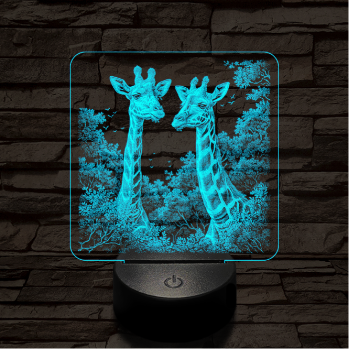 Zsiráf páros 7 színű valósághű 3D led lámpa