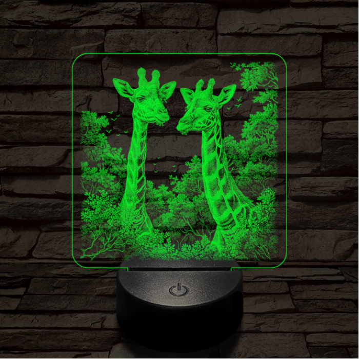 Zsiráf páros 7 színű valósághű 3D led lámpa